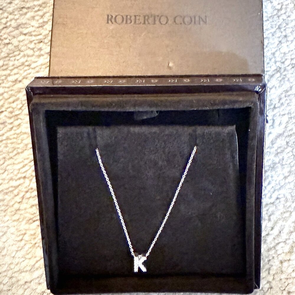 Roberto Coin 18K White Gold Tiny Treasures Diamond Love Letter K Necklace